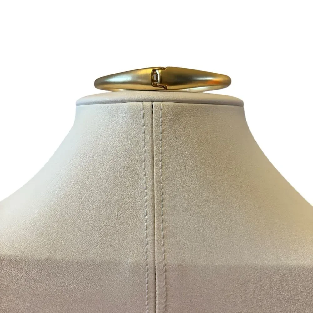 Lucky Brand Matte Gold & Green Leaf Hinge Cuff